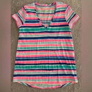 Lilly Pulitzer Multicolor Striped V-Neck Tee